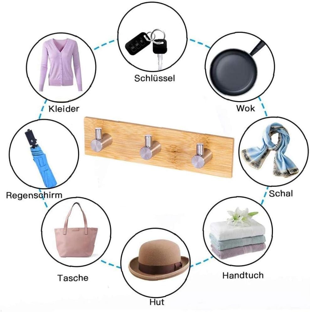 Kolorful Self Adhesive Hooks Towel Holder, Wall Mount Hook for Bathroom Home Kitchen Bedroom Coats Hats Keys Stick Hook Hanger - 1PCS (B - Double Hook) 4