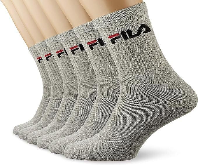 Fila Calze Sportive per Uomo (pacco da 6) (IT, Numero, 43, 46, Regular, Regular, Grigio)