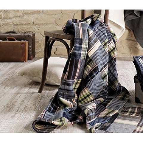 Ibena Meisterstuck blue patchwork blanket 140x200cm (new 2015 design) Cover