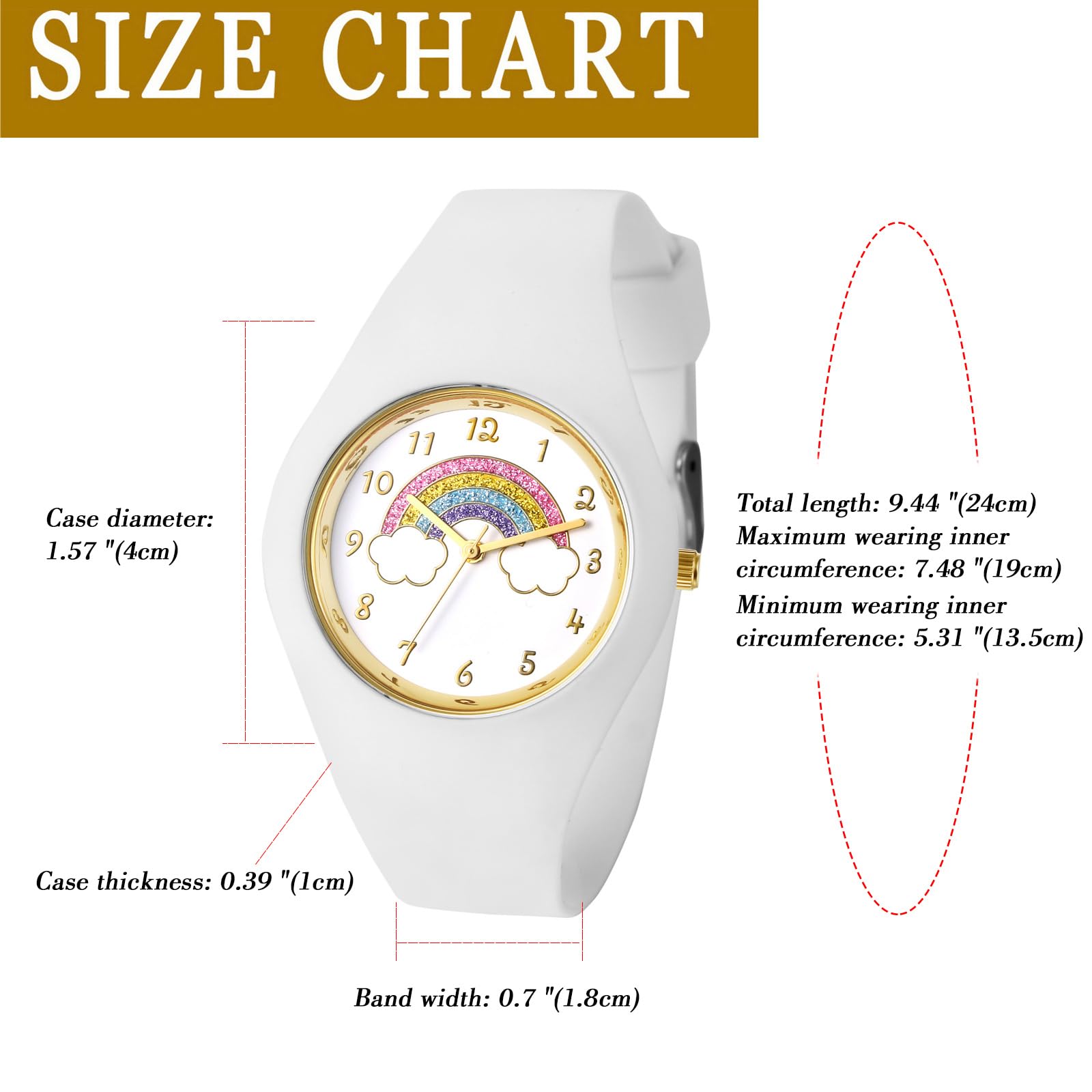 JewelryWe Zegarek dziecięcy analogowy kwarcowy 30 m wodoszczelny zegarek na rękę dzieci klasyczny prosty silikonowy pasek zegarki dla chłopców dziewcząt młodzieży czarny/biały