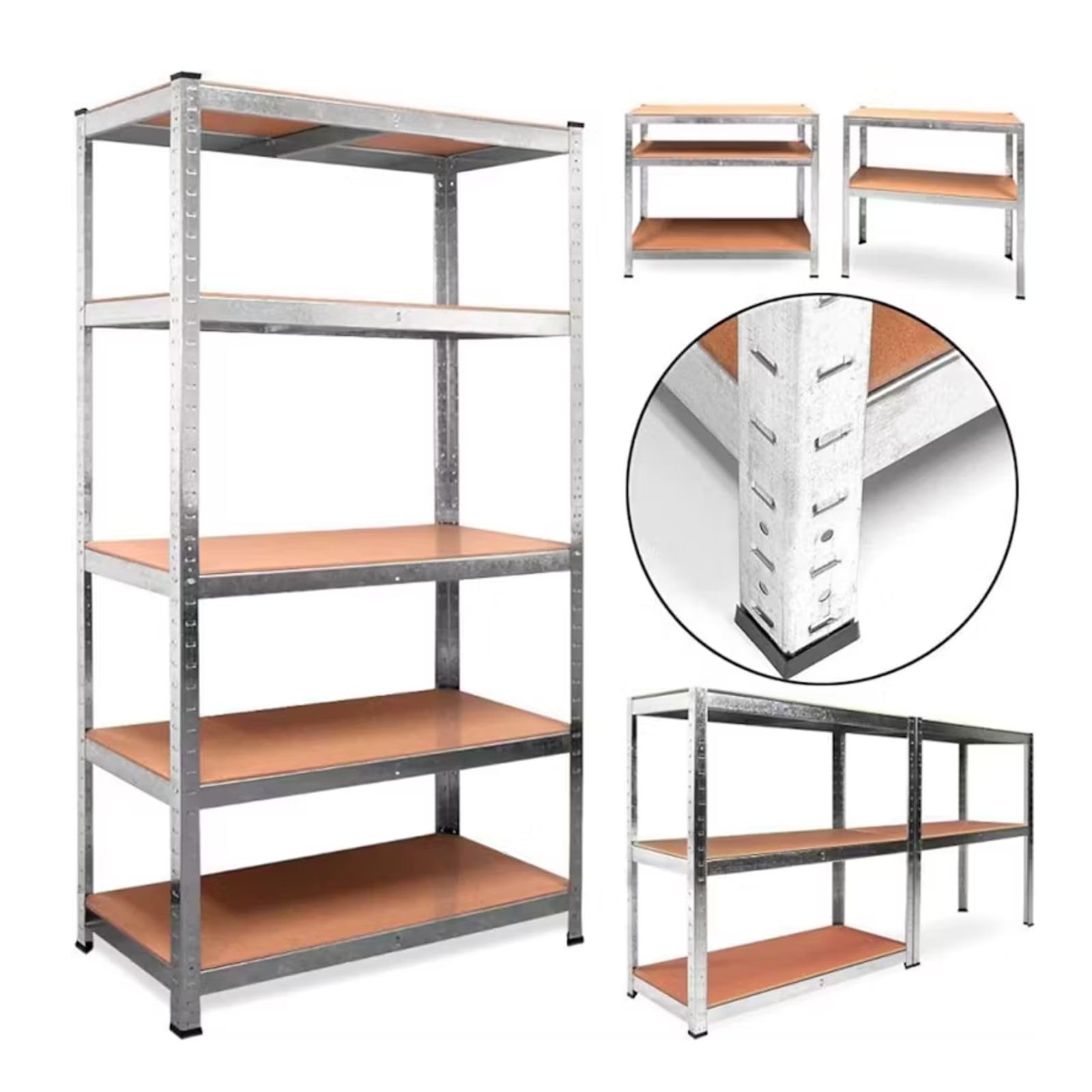 DASCK - Pack de 5 Estanterías Almacenaje Metálicas Galvanizadas 180x90x40 cm | 5 Baldas de MDF | 875kg de Carga | Estantería Industrial para Garaje, Trastero, Taller, Oficina, Almacén