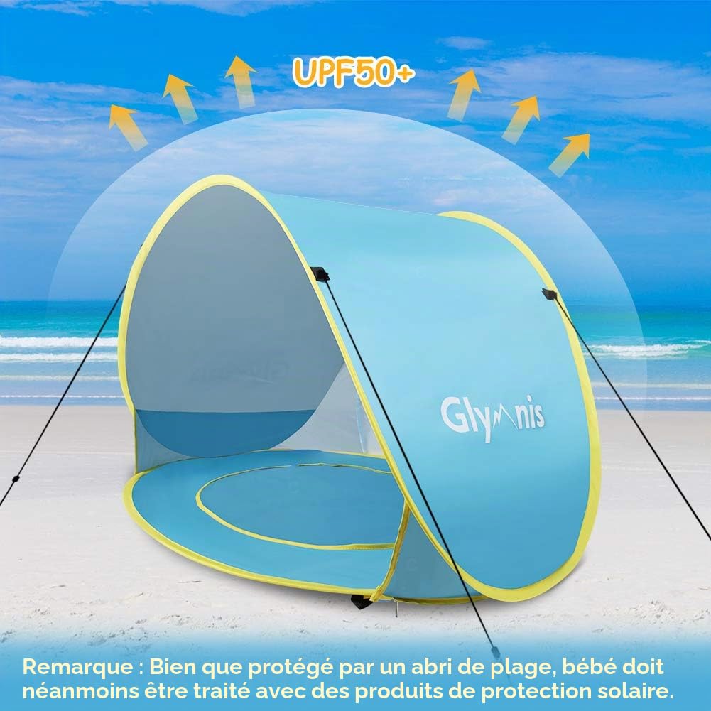 Glymnis Tente de plage pour bébé avec protection UV UPF 50+ Sun Shade Shelter pour bébé 0-3 ans