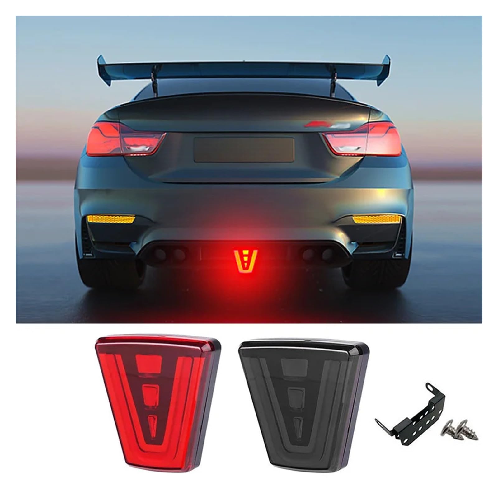Luci Pilota Freno A LED Posteriori Stile F1 Sportive 12V Avvertimento Flash per Auto Lampade di Segnalazione Arresto Retromarcia per SUV Moto Coda Indicatori