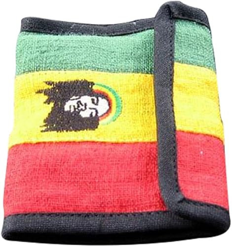 Cartera de cáñamo con colores Rasta y Bob Rasta Marley Rainbow, Negro -
