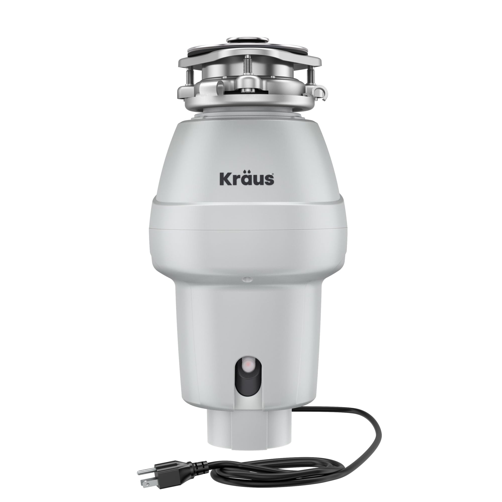 KRAUS WasteGuard 1/2 HP Continuous Feed Garbage Disposal with Ultra-Quiet Motor for Kitchen Sink with Power Cord and Flange Included, KWD201-50MCG