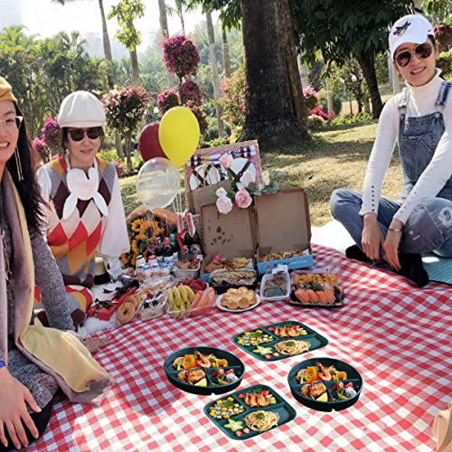 Aiyoo 2 Pack Square Portion Control Plates For Adults Weight Loss Plastic Reusable 3 Compartments Divided Dinner Plates - Microwave Dishwasher Safe Divided Plates For Outdoor, Camping, Party #TOP1