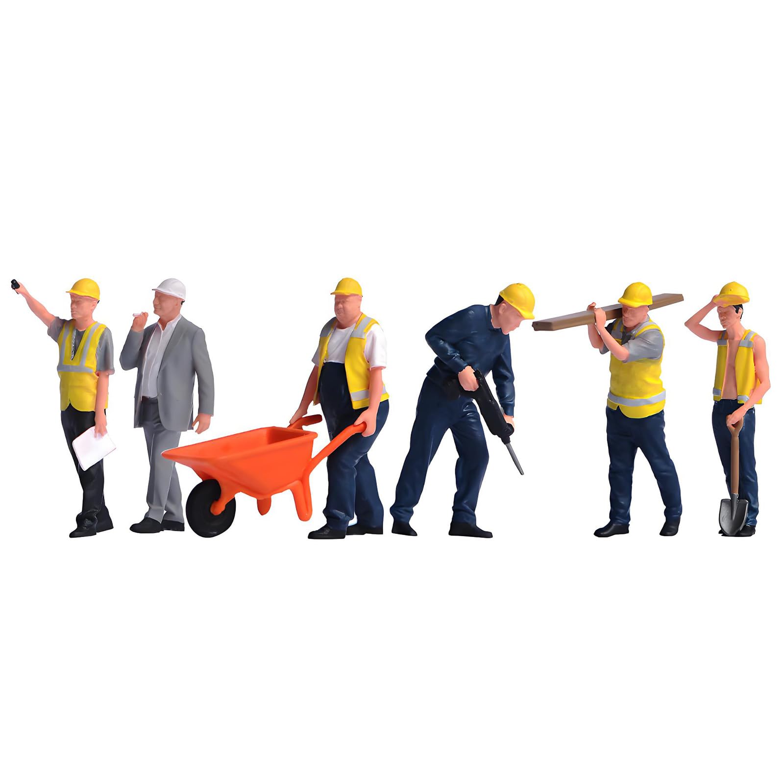 Hredyqw 1:64 Scale Miniature Construction Worker Figurines Set Painted Resin Model For Building Scene Decoration