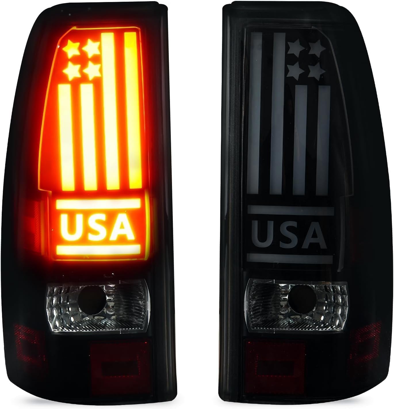 LED Tail Light Compatible with 94-98 Silverado 88-00 Chevy GMC C/K 1500 2500 3500 Suburban, 95-99 Tahoe 92-00 Yukon 99-00 Cadillac Escalade 92-94 Blazer Rear Brake Lamp Taillight Assembly, Smoke Lens