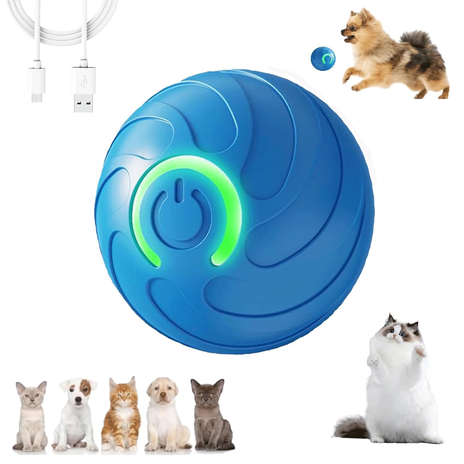 Balle Interactive Pour Chien - Rebondissante Et Vibrante - Rechargeable USB - Pour Chiens Petits Et Moyens - 8