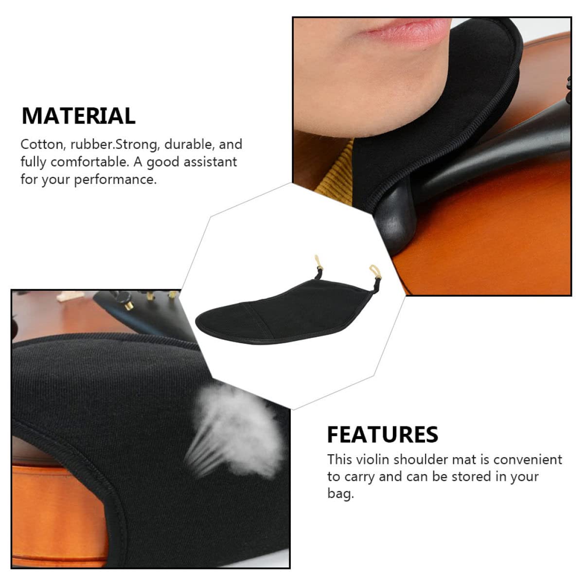 Abaodam 4pièces Coussin Épaule Pour Violon Accessoire Ergonomique Confort Optimal Pour Éviter Inconfort Rougeur Menton Pratique à Transporter Et Facile à Installer