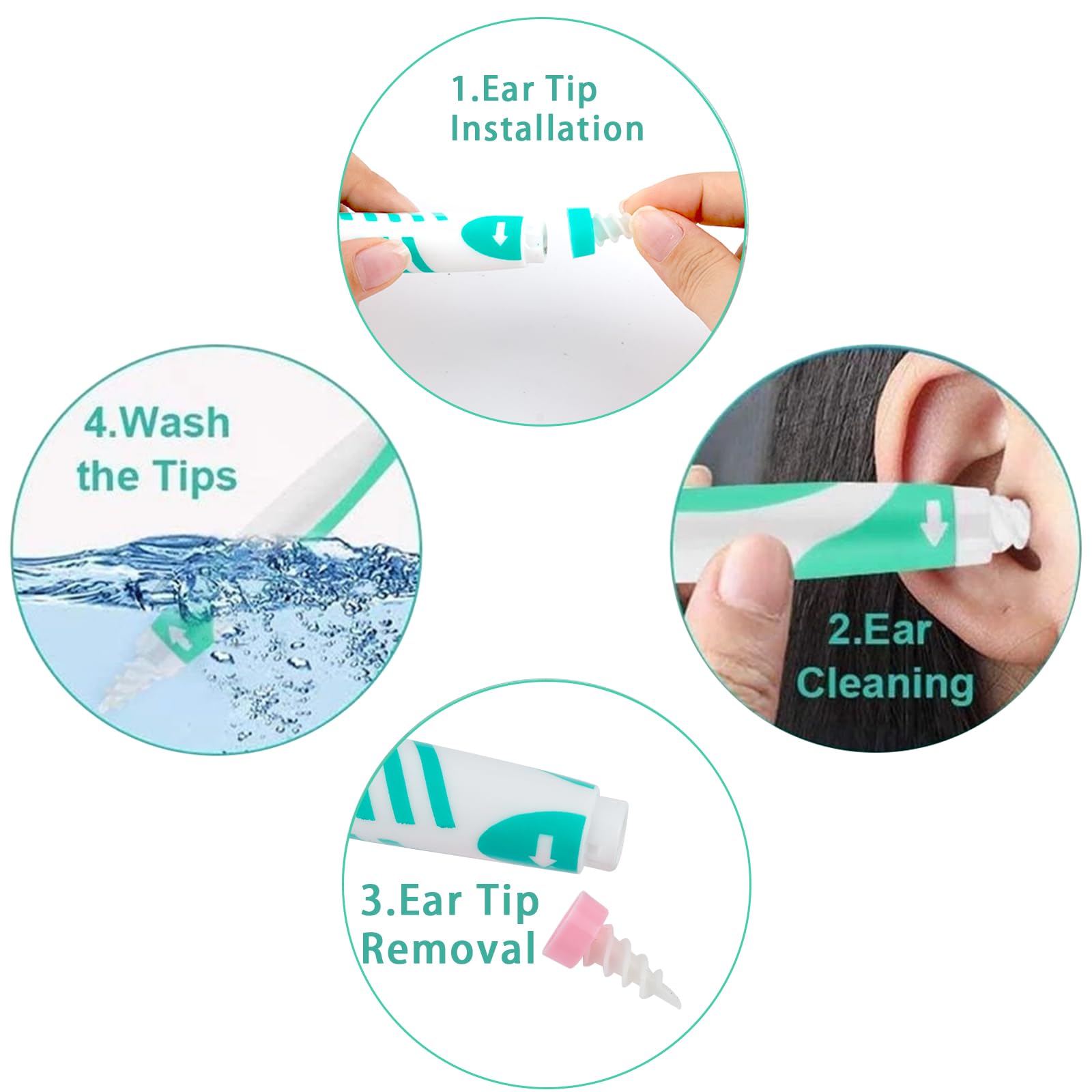 Kit Pulizia Orecchie - 16 Punte In Silicone Morbido Riutilizzabili - 3 Strumenti Per Rimozione Cerume - Sicuro Per Adulti E Bambini - Foto 9