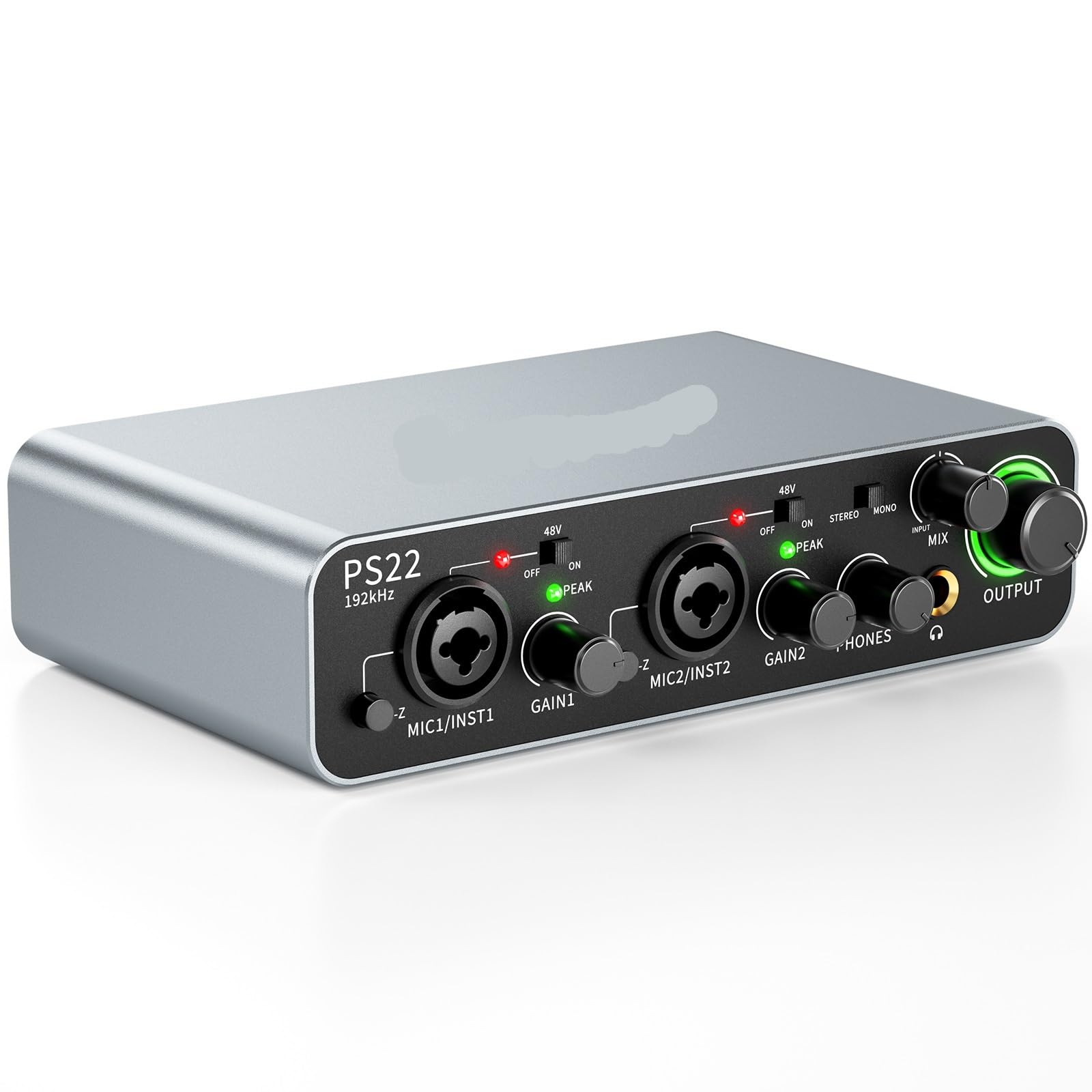 Interfaz de audio for PC, preamplificador profesional de 60 dB, 24 bits 192 kHz, interfaz USB dual