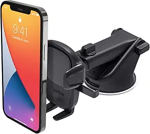 A sturdy car phone mount attached to a dashboard vent