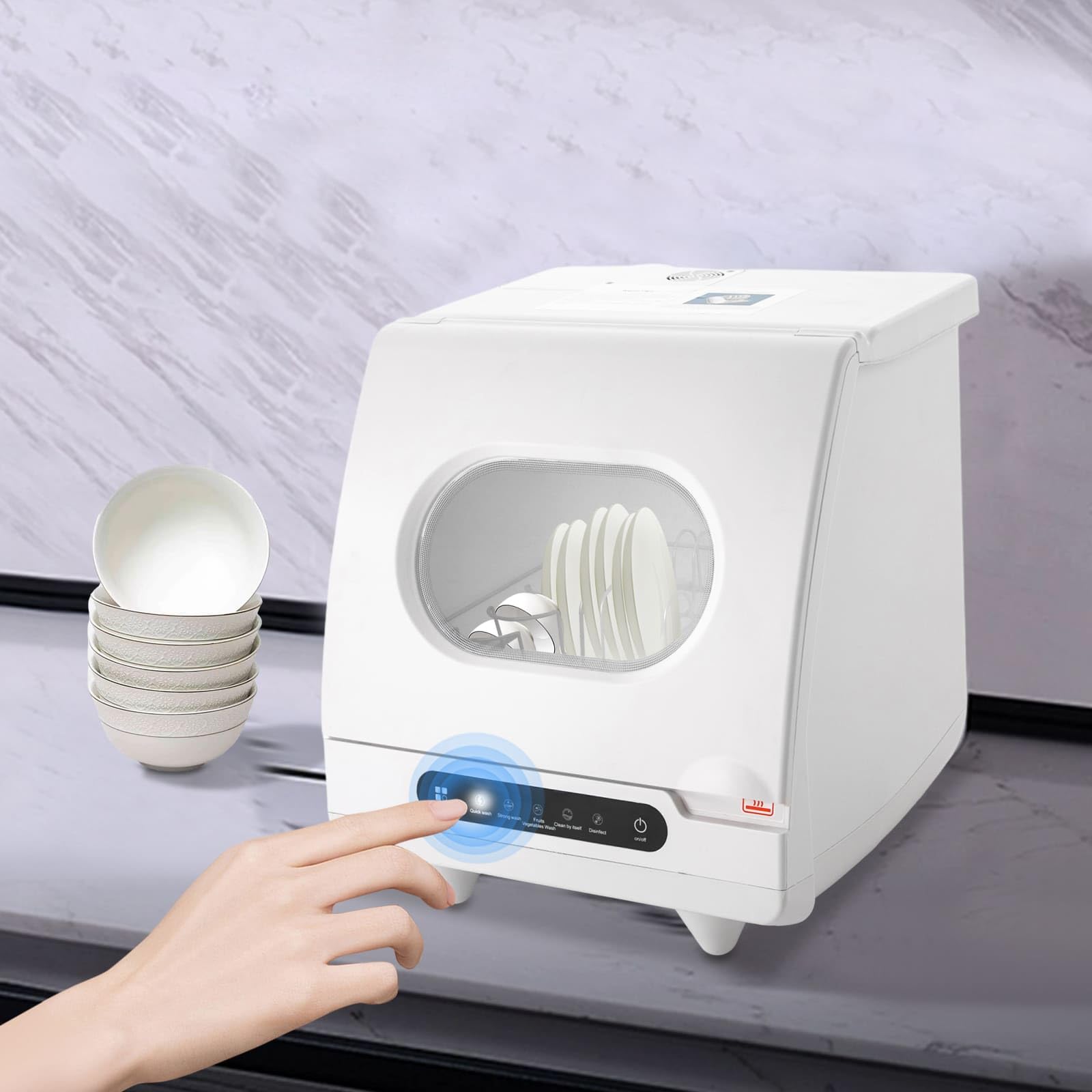 Mini Lave-vaisselle de Table XWJ-01, 5 Programmes, Nettoyage 360°
