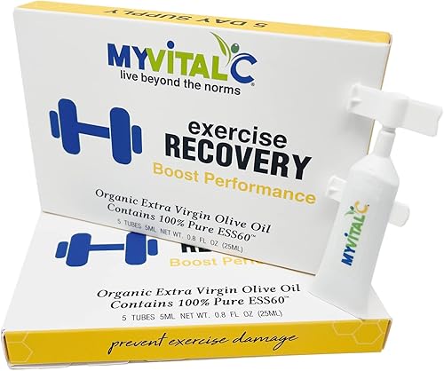 Suplemento de recuperación de ejercicios - Aceite de oliva virgen extra orgánico puro ESS60 - Suministro para 10 días, paquete de 2, 0.8 fl oz cada