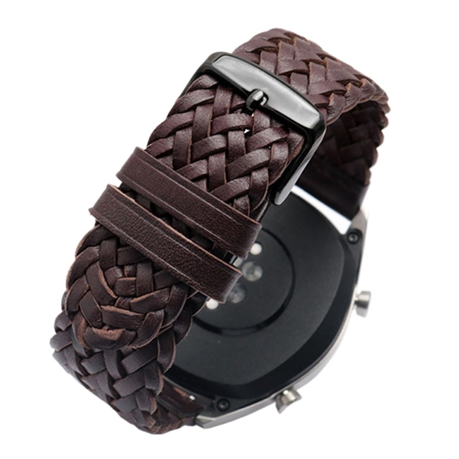 HMFANG Bracelet de montre universel en cuir de vache tressé pour homme et femme 20 mm, 22 mm, 24 mm