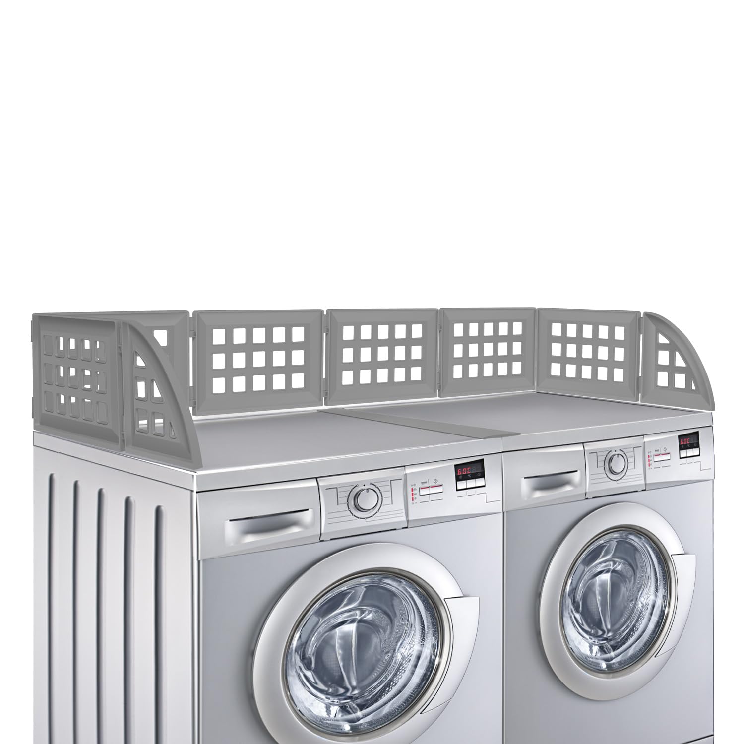Laundry Guard, Laundry Guards for Washer and Dryer, Magnetic Laundry Guard with Magnets, Laundry Fence Guard with Laundry Silicone Gap Cover, Laundry Room Accessories - Grey