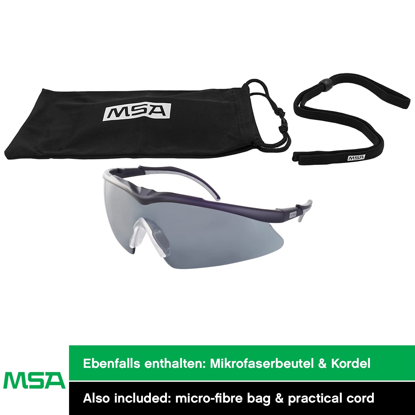 MSA Safety – Gafas de protección deportivas y de caza TecTor Opirock UV400 + bolsa microfibra y cordón