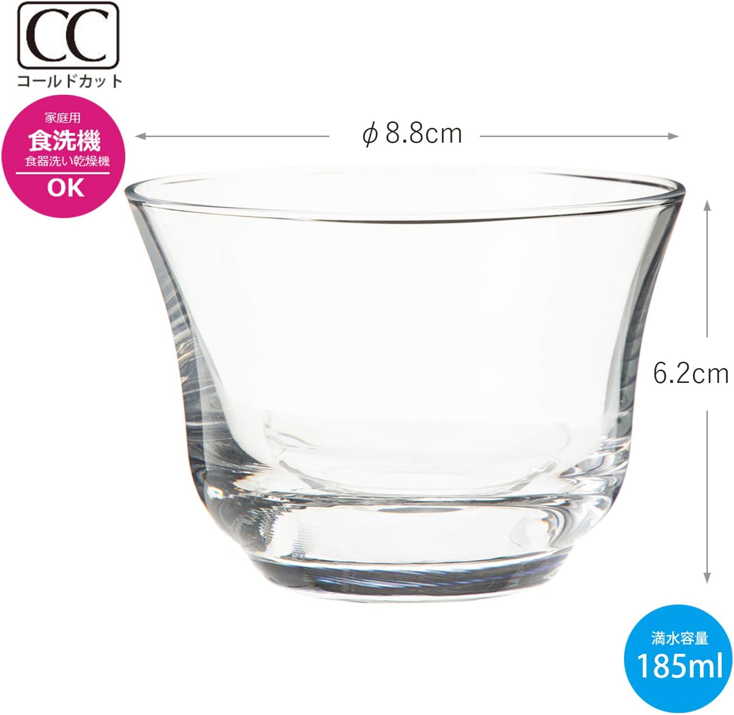 Toyo Sasaki Glass T-20112-JAN Cold Tea Glass, Knack (Sold by Case), Dishwasher Safe, Made in Japan, Approx. 6.1 fl oz (185 ml), Pack of 96