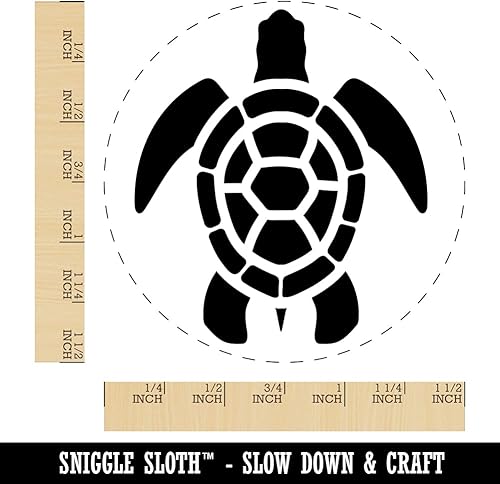 Miniatura 10 de Sea Turtle - Sello de goma autoentintado tribal para estampado de tinta, planificadores de manualidades, tamaño pequeño de 34 pulgadas, tinta azul
