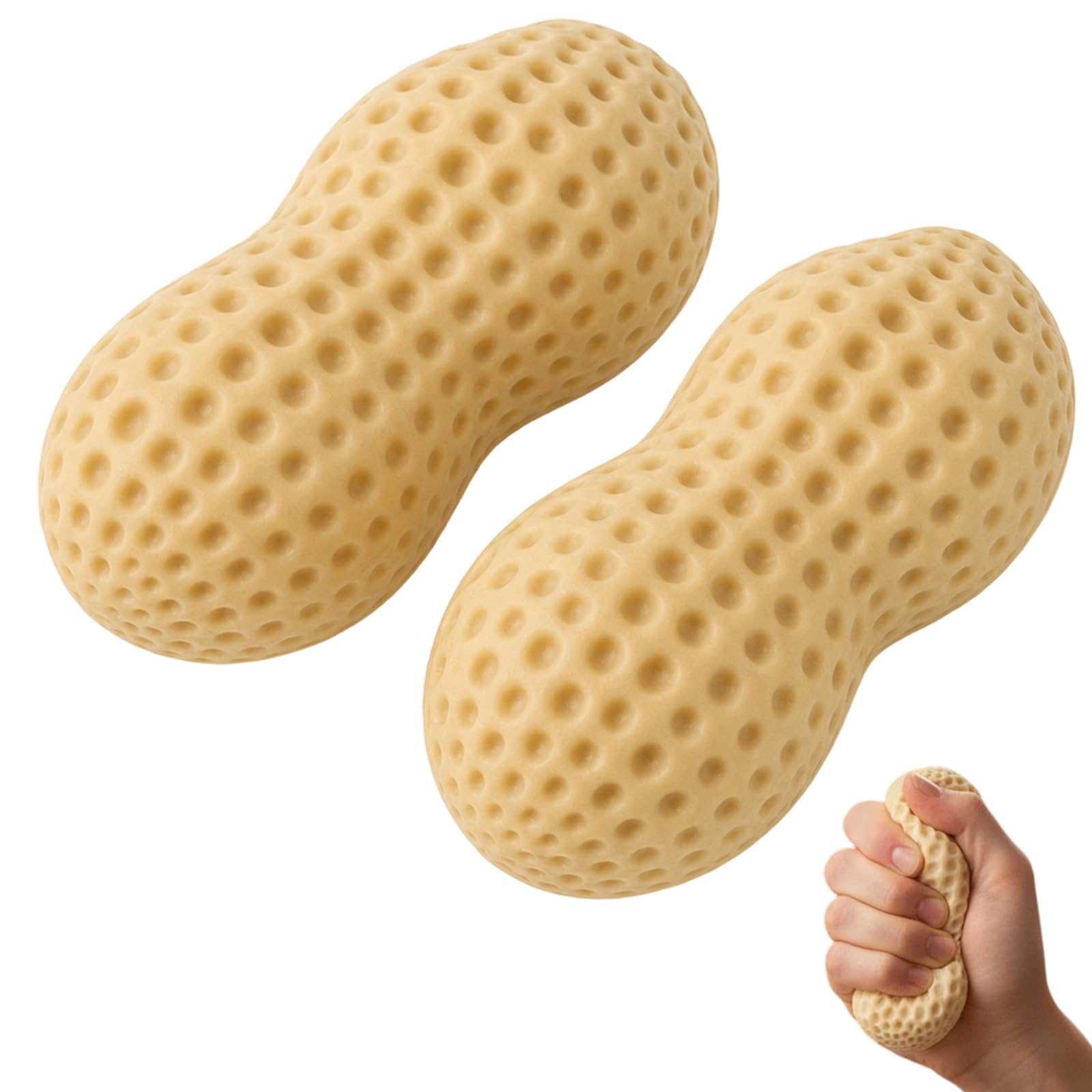 2PCS Peanut Squishy Stress Relief Balls, Speckled Sand Crunchy Soft Squeeze Fidget Balls, Sensory Desk Accessories for Adults, Calming Focus for Office Travel Gift