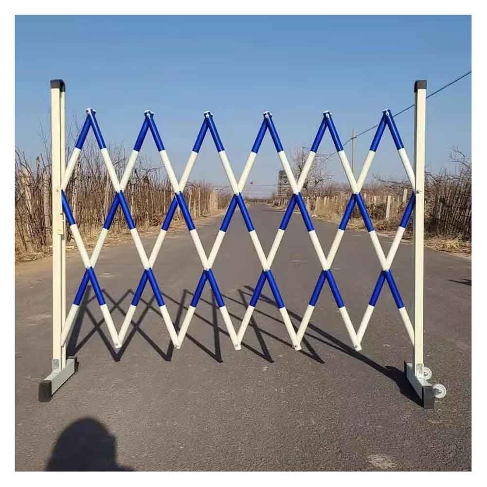 WQPMNYG Security Barrier,Expandable Metal Barricade with Casters - Adjustable Safety Barrier Gate, Mobile Traffic Fence for Construction Site Warning and Separation, Blue, 1.2x4m