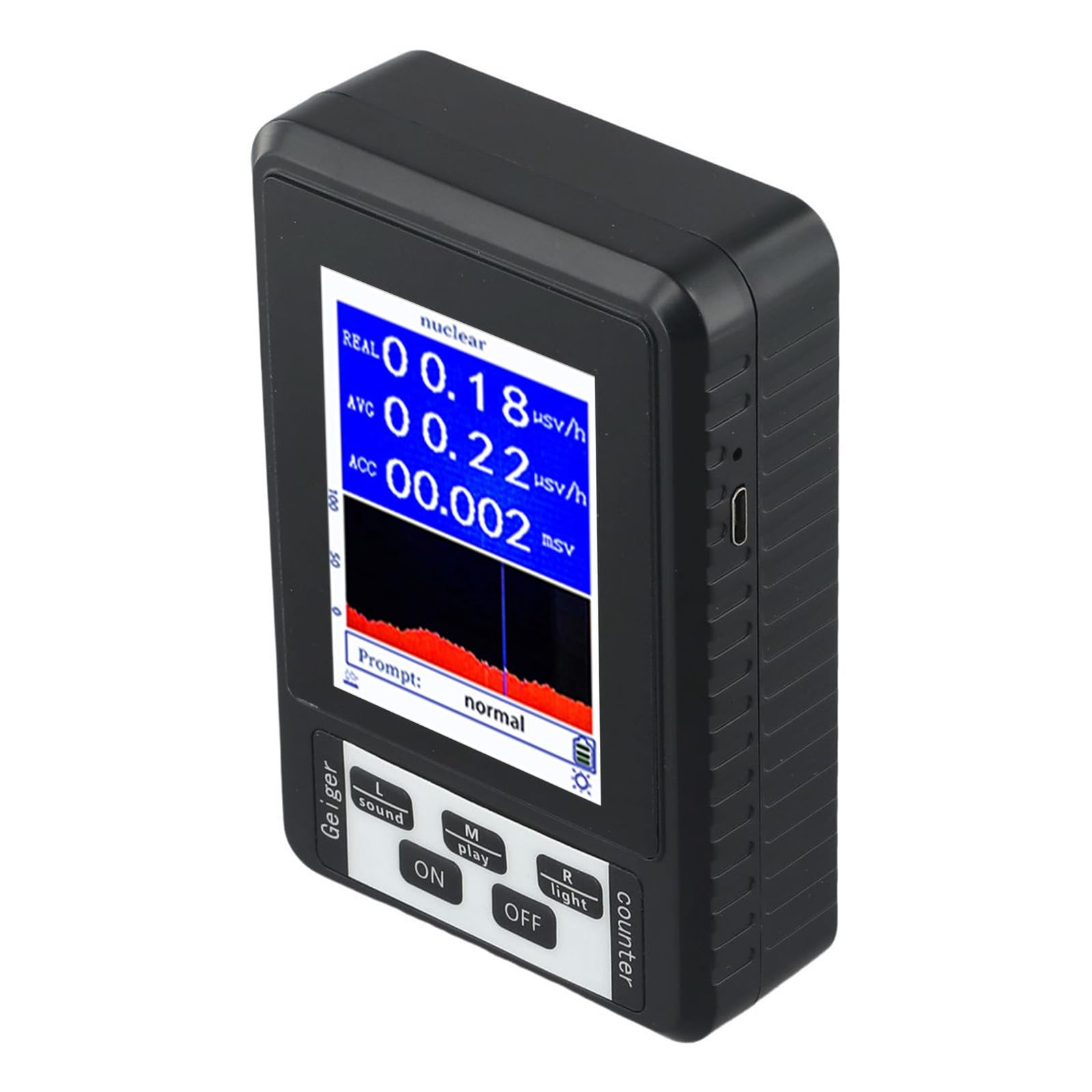 BR-9B Geiger Contatore Radiazioni Nucleari con Schermo 2.8 Pollici Beta Gamma X-Ray Tester Alta Sensibilità per Ispezione Materiali e Screening Radiofarmaceutico