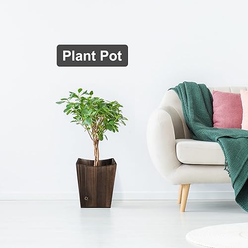 Miniatura 5 de Cesta de basura de madera pequeño cubo de basura para oficina cubo de basura rectangular decorativo con 2 asas para baño dormitorio cocina hotel