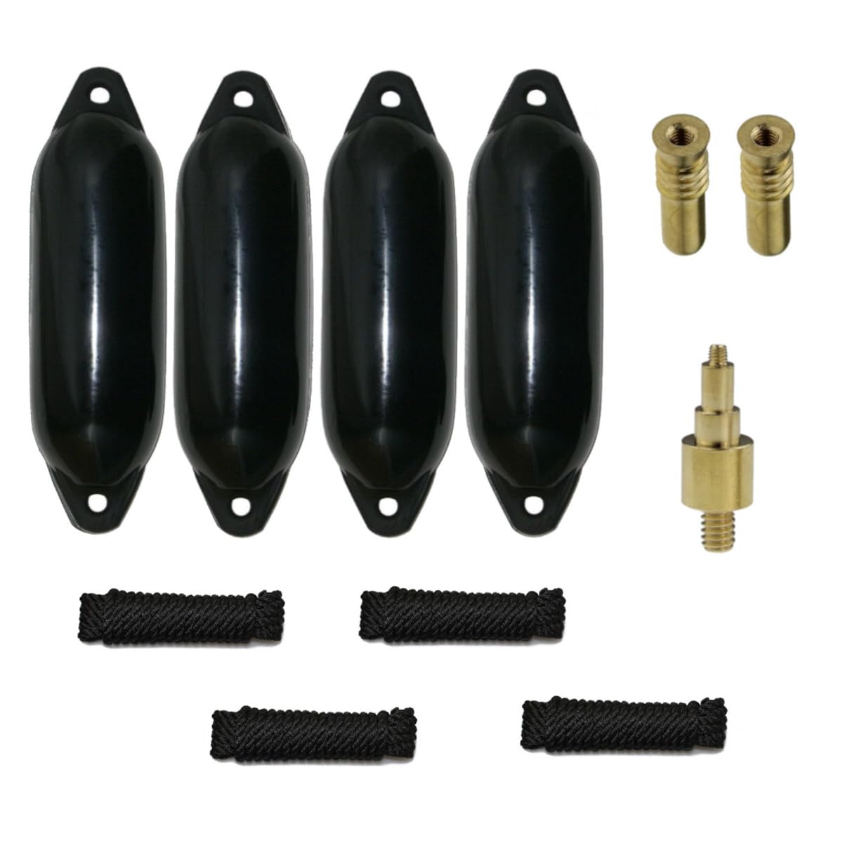 Bootsfender 4er-Set mit 4 Majoni Star 15 Fender inkl. 4 Fenderleinen, 2 Ersatzventilen, 1 Ventiladapter