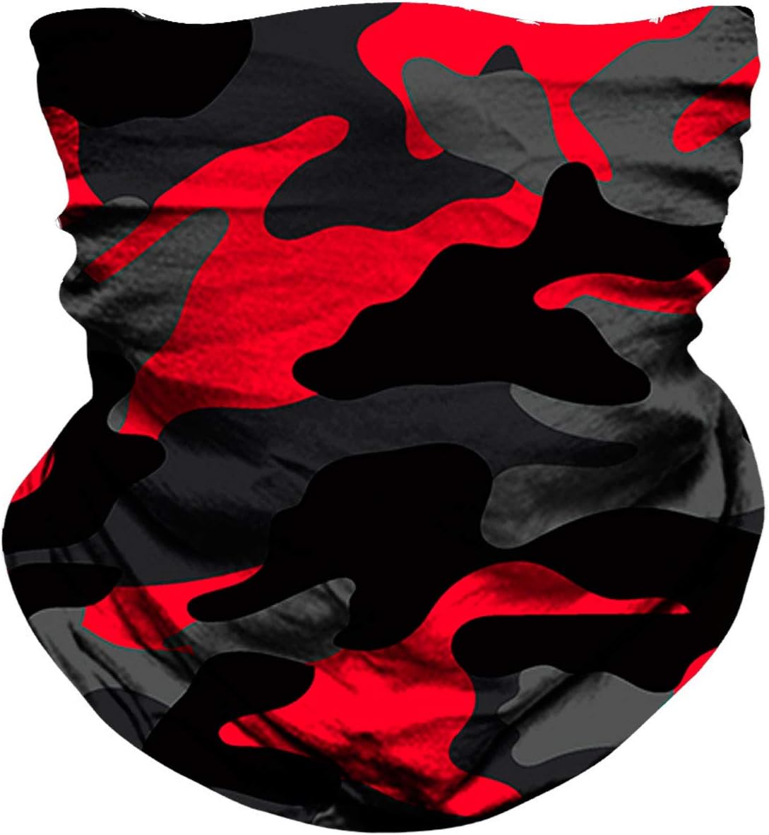 NTBOKW Neck Gaiter Face Mask for Men Women Tube Scarf Mask for Sun Wind Dust Protection Rave Motorcycle Riding Biker Fishing Hunting Festival Outdoor Summer Seamless Bandana Thin 3D Skull Flag Camo