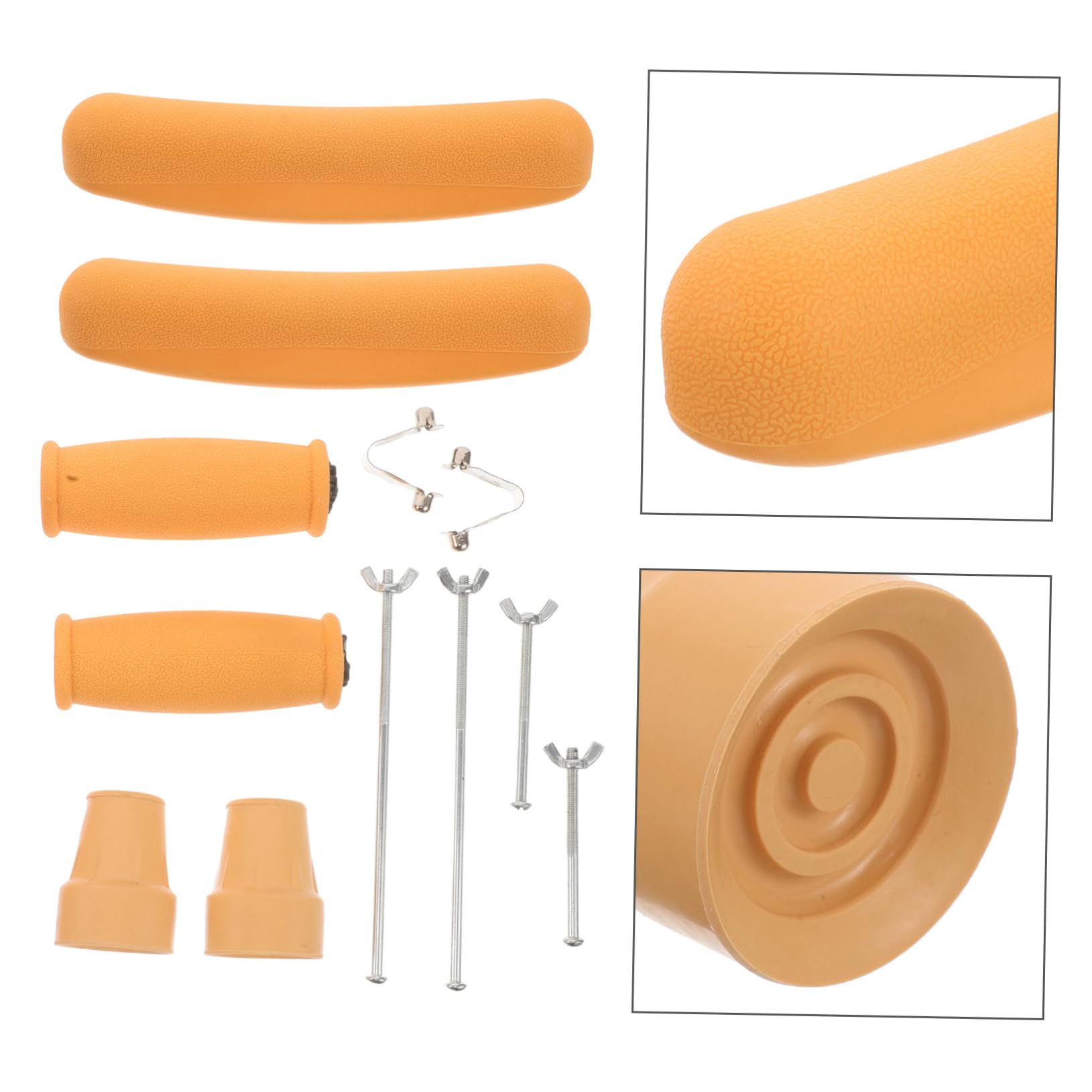 Homoyoyo Empuñaduras para Muletas Almohadilla Muletas Antideslizante, Repuesto de Goma y Metal para Bastón y Andador, 1 Set | Repuesto para Bastón y Andador, Diseño Ergonómico, Conjunto Metal, Ajuste Versátil