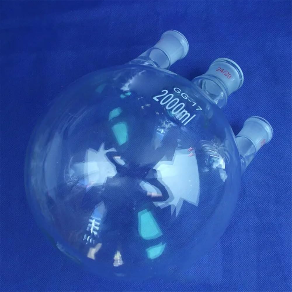 Pallone a fondo tondo a tre colli 24/29 da 2000 ml con, collo corto, bocca smerigliata standard Attrezzature da laboratorio