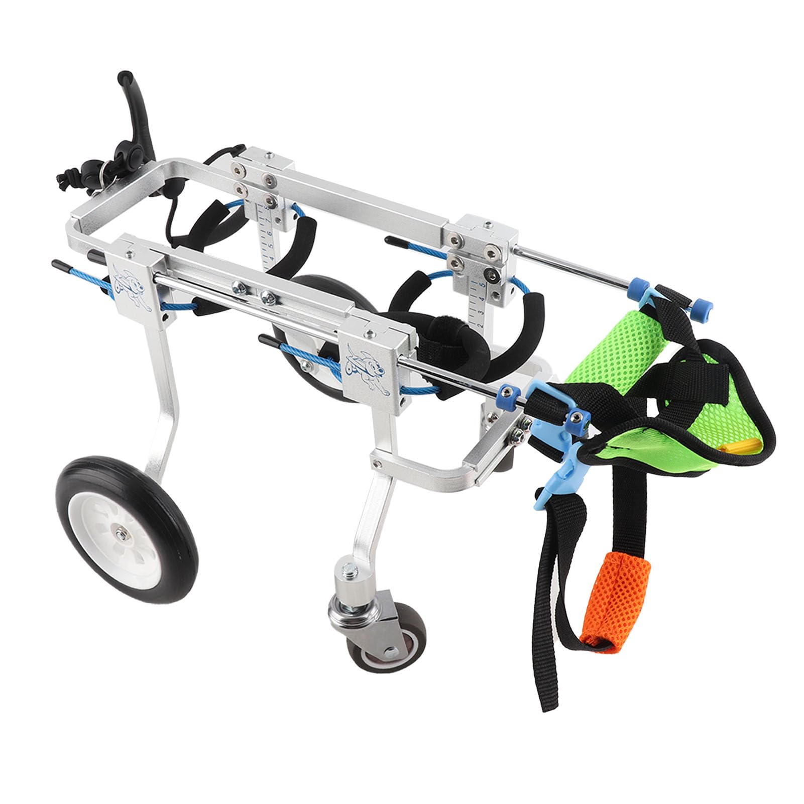 Cryfokt Silla de Ruedas Ajustable para Perros para Mascotas Paralizadas Asistente de Paseo de Aluminio Ligero para Rehabilitación 4 Ruedas