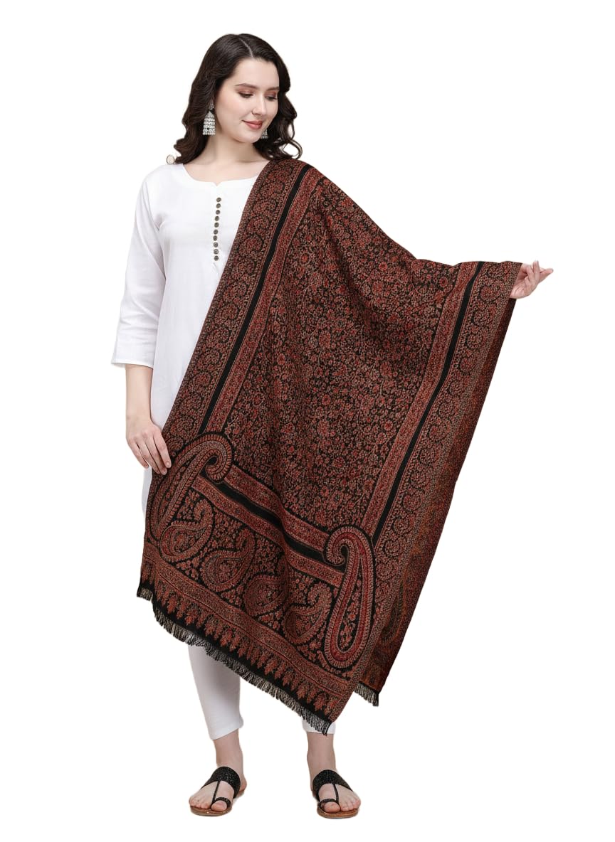zamour Women Kani Woolen Woven Stole Soft Feel Shawl for Winter in Floral Weaving-picture-25