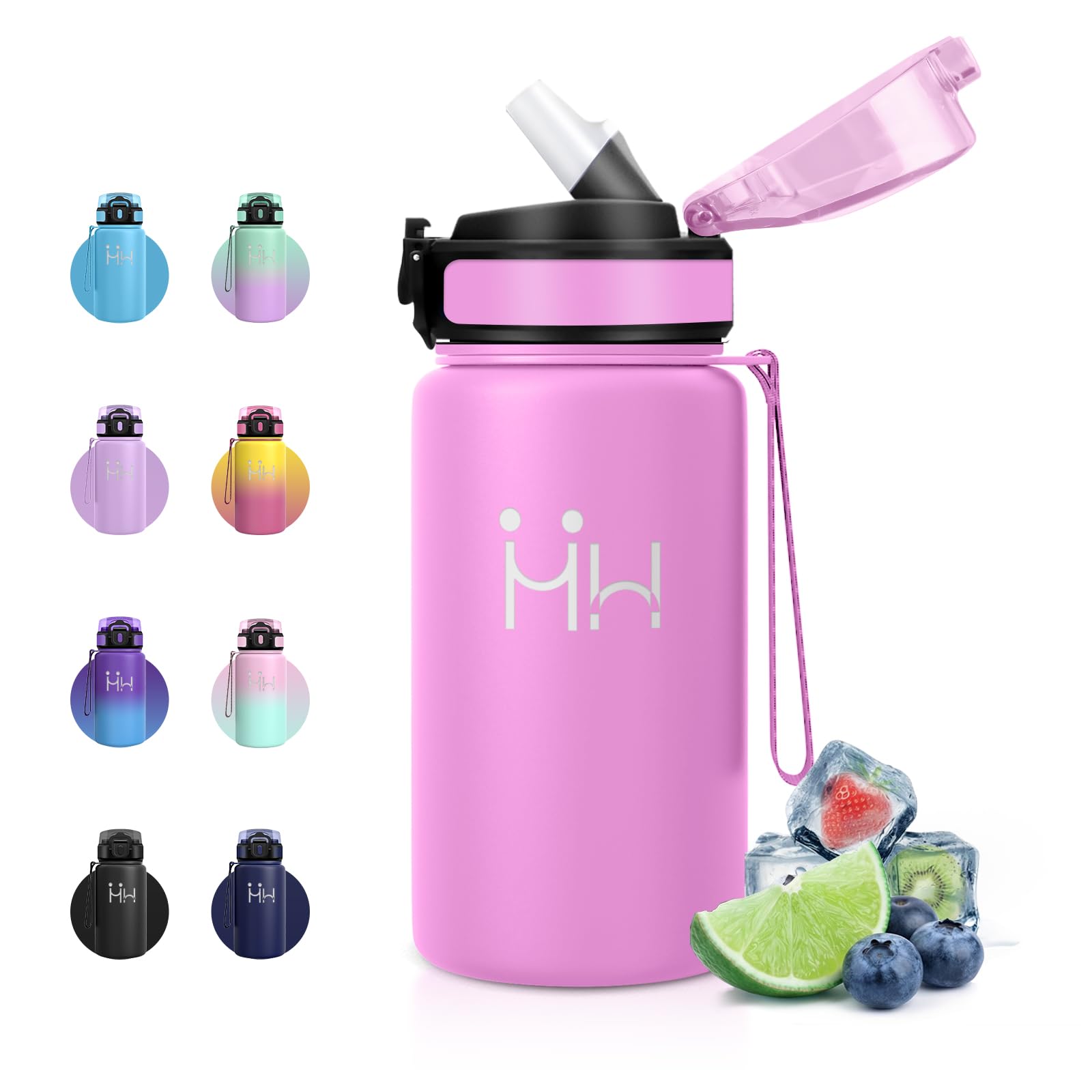 JAPORIA Stainless Steel Water Bottle 500ml Thermal Water Bottle with Drip Straw and BPA Free for Daily Use, Office, School Use
