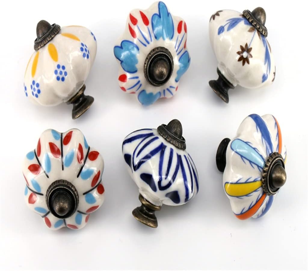 12 Pack Decorative Ceramic Door Handles Porcelain and Ceramic Drawer Handles Furniture Cabinet Handles Handles(Black)