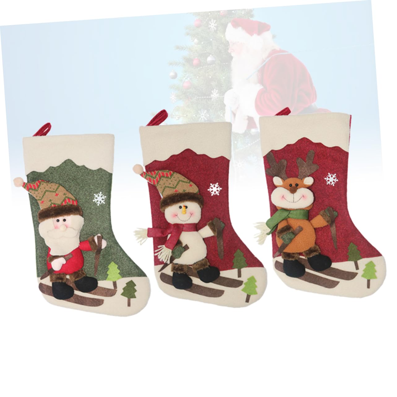 TOPBATHY 3stücke Weihnachtsstrümpfe mit Weihnachtsgeschenksocken Weihnachtsgeschenktüten Weihnachtssüßigkeitenstrümpfe und Weihnachtsgeschenksockentüte als Dekoration für Zufälliger Stil
