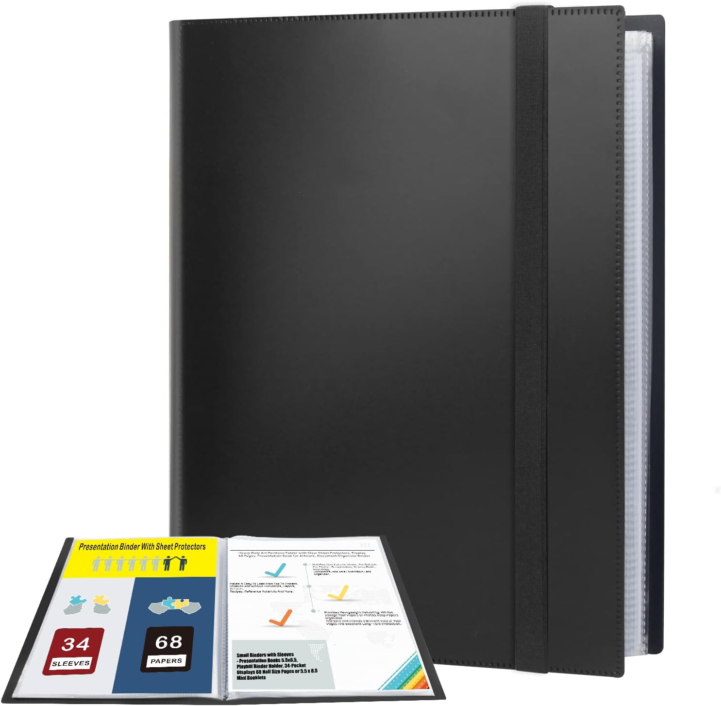 5.5x8.5 Small Binder with Sleeves, 5.5x8.5 Presentation Book, 34Pocket
