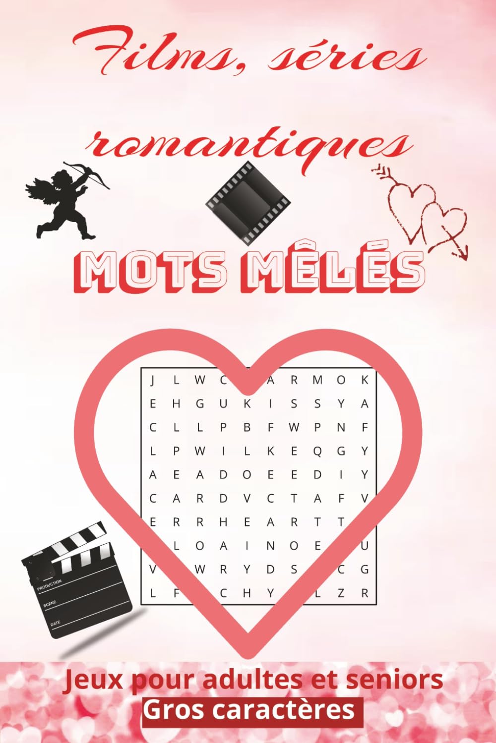 Films, séries romantiques mots mêlés.: Mots mêlés à thème sur les films et séries romantiques. Idéal pour Saint Valentin ou activité en couple