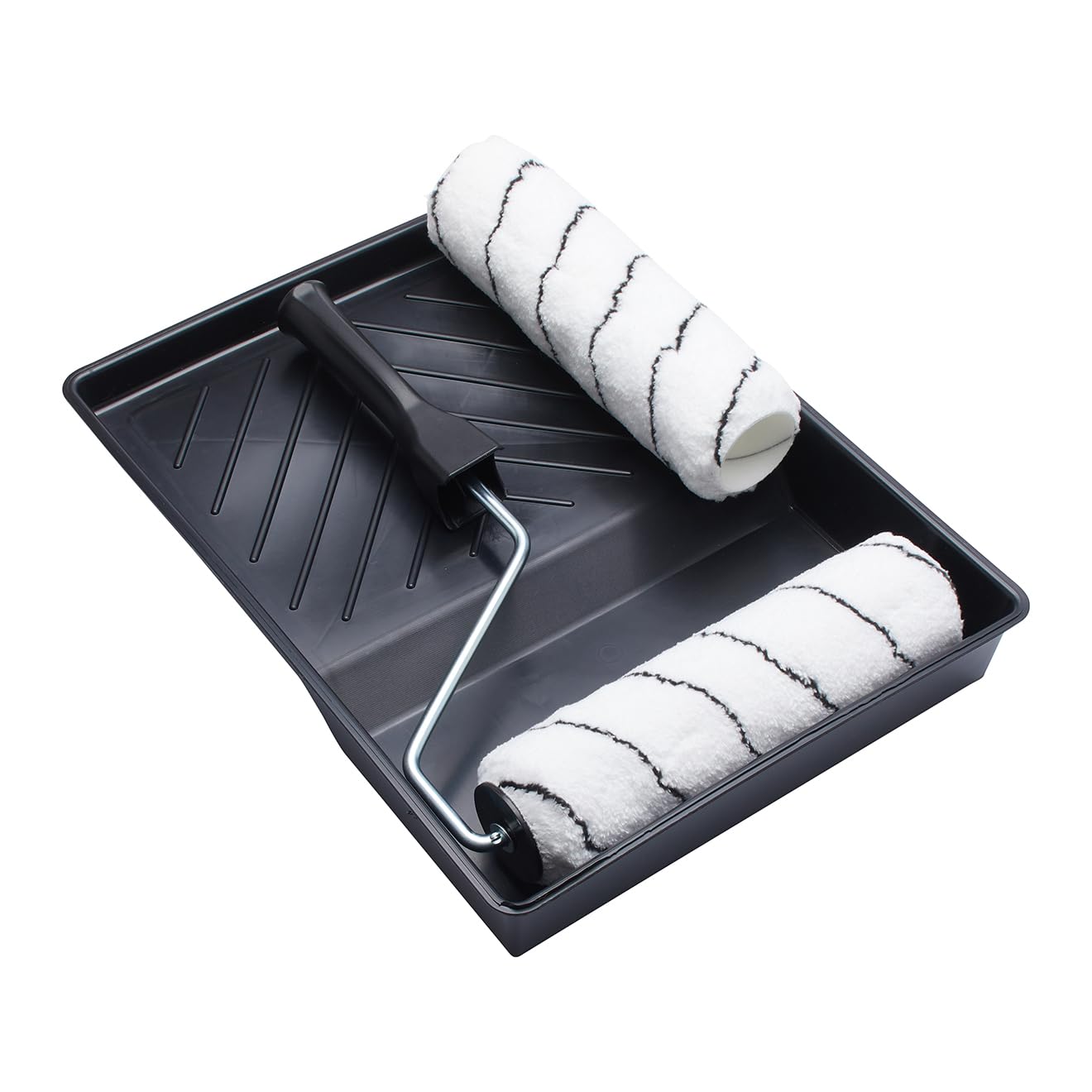 ProDec Advance 9 inch x 1.75" 4 piece Twin Medium Pile Microfibre Woven Paint Rollers, Cage Frame and Tray Set for Painting with Emulsion Paints on Interior Walls and Ceilings, 9"