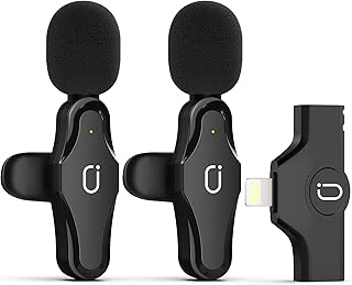 JYX K38 Wireless Microphones for iPhone, Bluetooth Clip on System,2.4G Lapel Lavalier Microphones for Video Recording,PC, Laptop, Live Streaming,Podcast,Vlog,Youtube/TikTok(2Pack iOS)