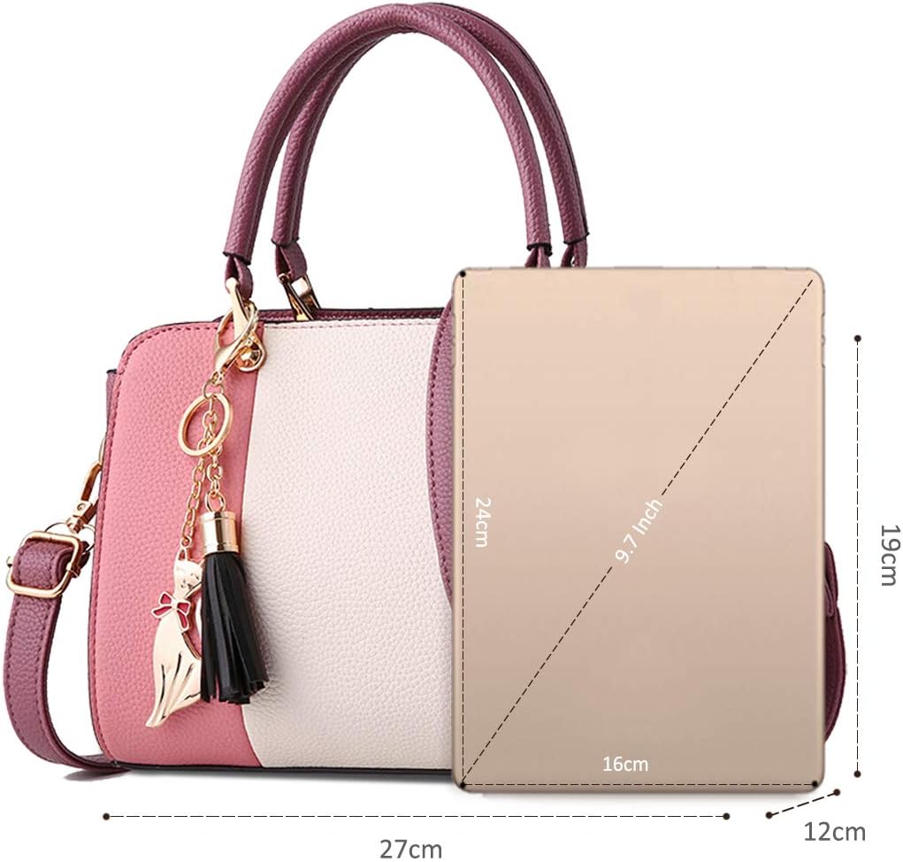 NICOLE&DORIS Women Handbags Tassels bags Designer Top Handle Shoulder Bags Tote Crossbody Bag for Ladies PU Leather Bag With Pendant Purple