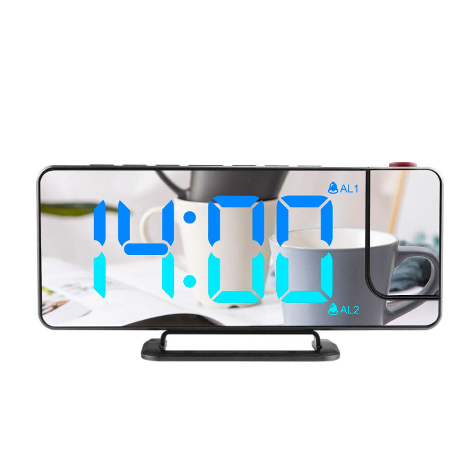 Réveil à Projection électronique pour Bureau, Horloge de Projection numérique à Affichage Miroir LED, Projecteur Rotatif à 180 °, Gradateur, 12/24H, Snooze
