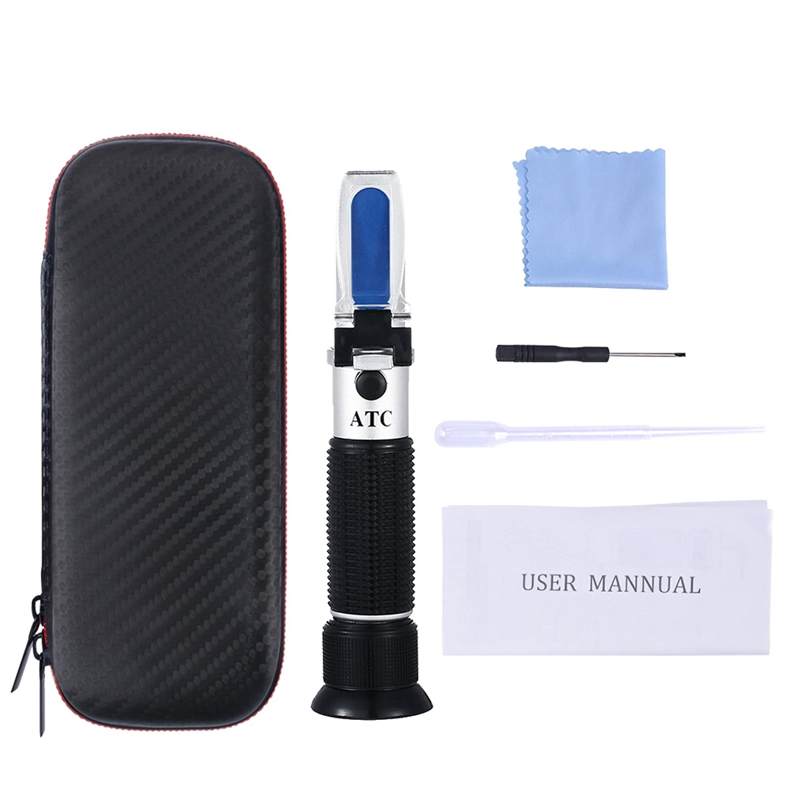 DADAKEWIN 45-82% Brix Refractometer Handheld Brix Meter Concentration Meter ATC for Concentrated Fruit Juice, Condensed Milk, Jam (Color : Leather Box)