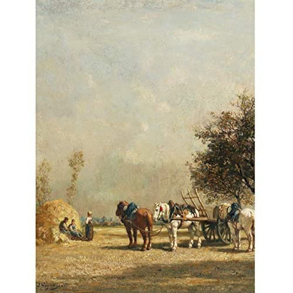 Artery8 Jules Jacques Veyrassat Hay Wain C1850 Painting Unframed Wall Art Print Poster Home Decor Premium