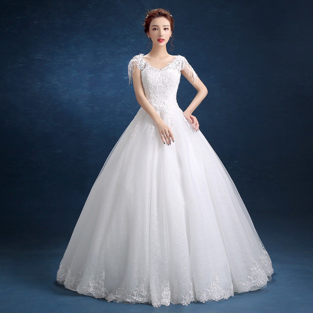 Belle robe de mariée blanche slim Qi Di aux finitions soignées