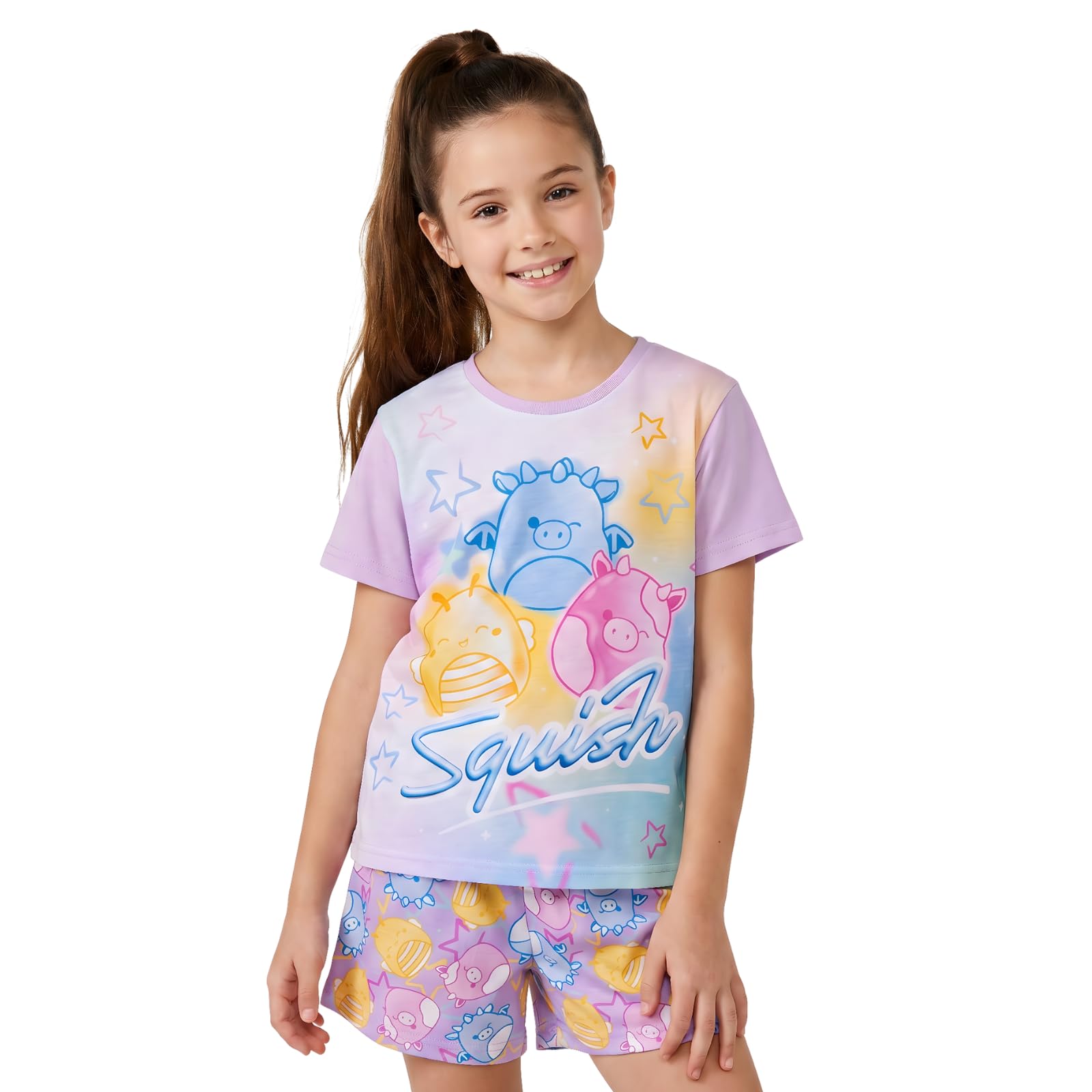 Squishmallows Girls Lilac Short Pyjamas For Squish Squad Nightwear