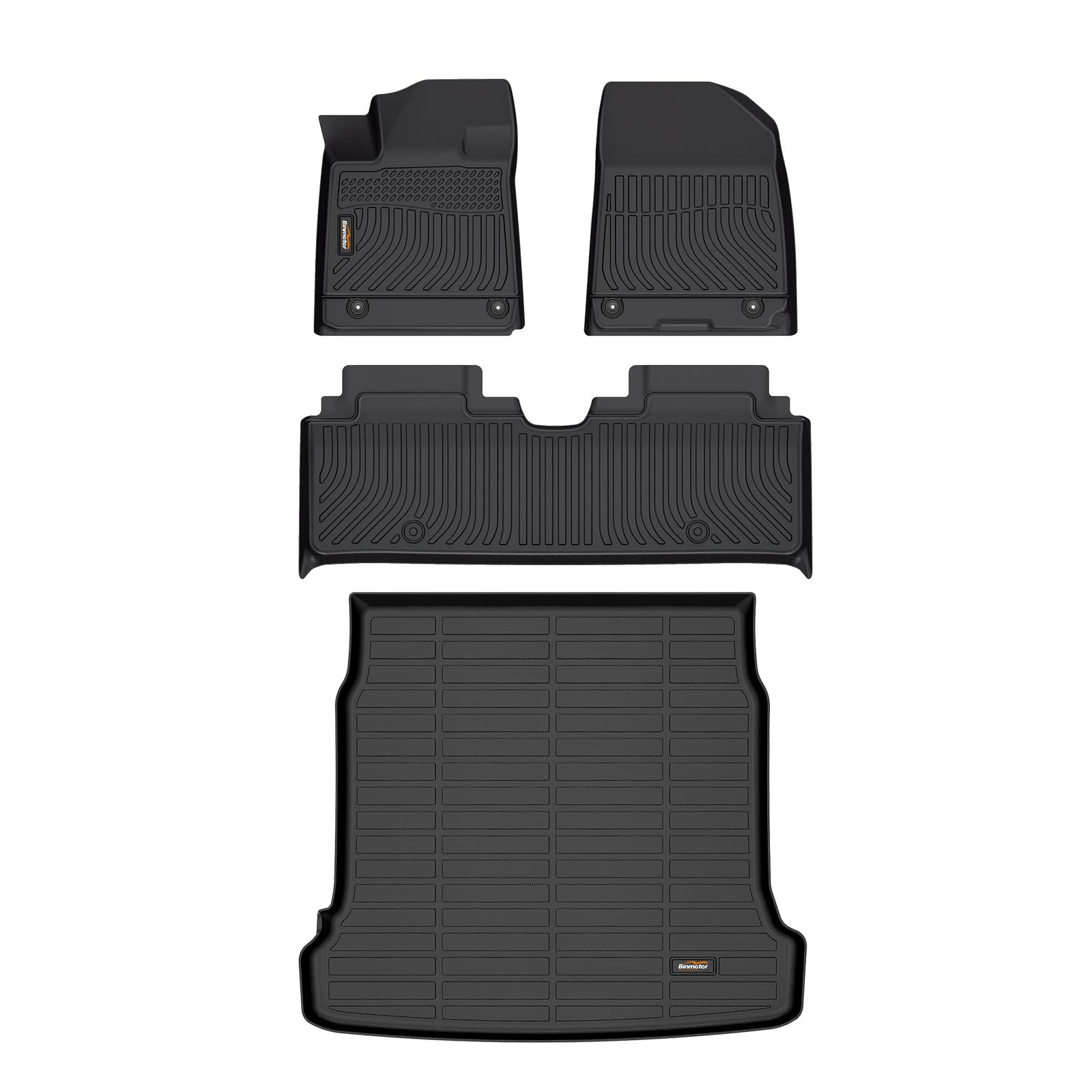 Binmotor-All Weather Floor Mats & Cargo Liner for Hyundai Ioniq 6 2023 2024, 4PCS, All Season Heavy Duty Car Floor Liners?Waterproof Easy to Clean Automotive Ioniq 6 Accessories Black