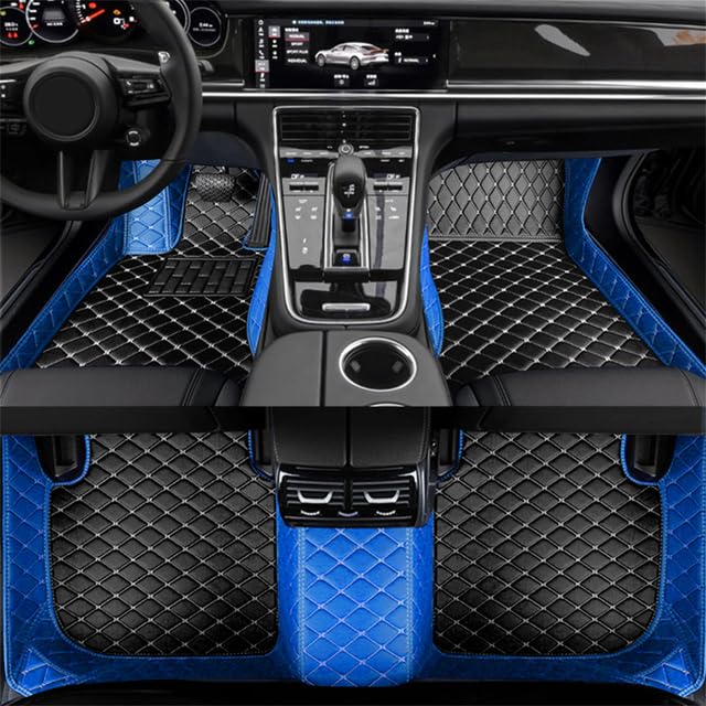 Artificial Leather Custom Car Floor Mats for Hyundais Equus 5 Seat 2010-2017 Interior Details Car Accessories (Blue Black)