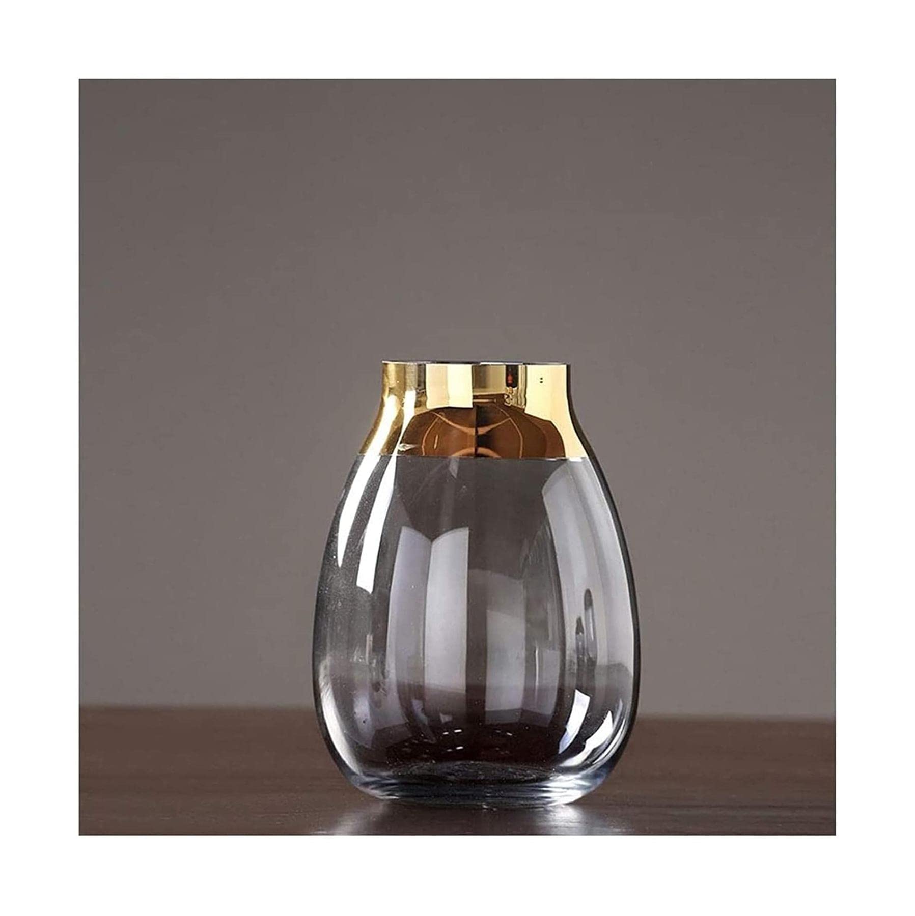 Ngdfgr As Known Fashion Light Luxury Vase Atmosphere Transparent Simple And Stylish Glass Flower Vases Modern Golden Mouth The Vase Decoration (E),E